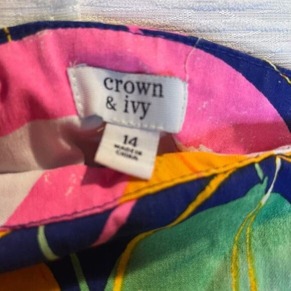 Crown & Ivy Women Size 14 Colorful‎ Tropical Skort (J312) - Picture 6 of 7